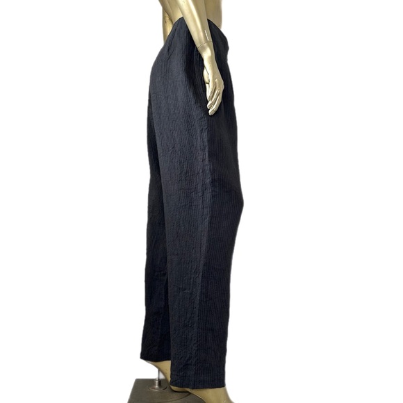 BIEK VERSTAPPEN 100% LINEN PINSTRIPE HIGH-WAISTED RELAXED CUT TROUSERS, Size S - Picture 3 of 8